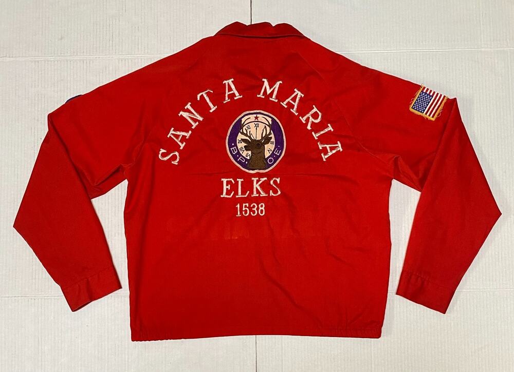 Vintage Santa Maria Elks 1538 Embroidered & Patches Worn Jacket 70's 80's M 109B
